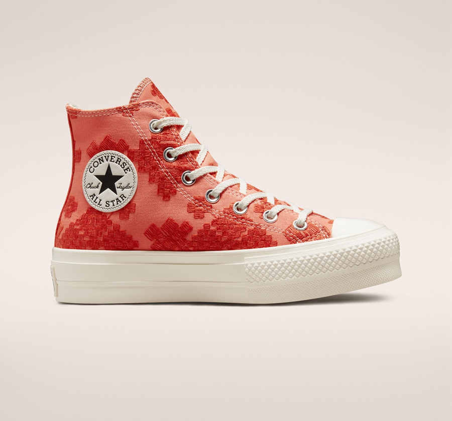 Converse Chuck Taylor All Star Lift Platforme Tonal Embroidery Červené | A62486F