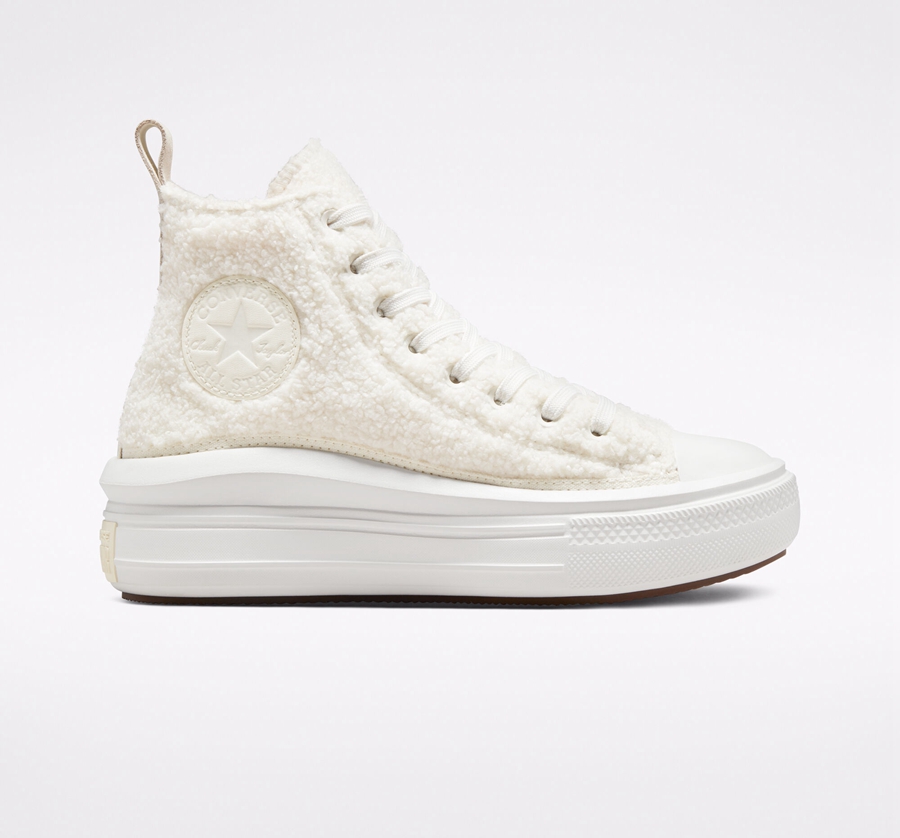 Converse Chuck Taylor All Star Move Platforme Cozy Tones Sherpa Biele | A00523M